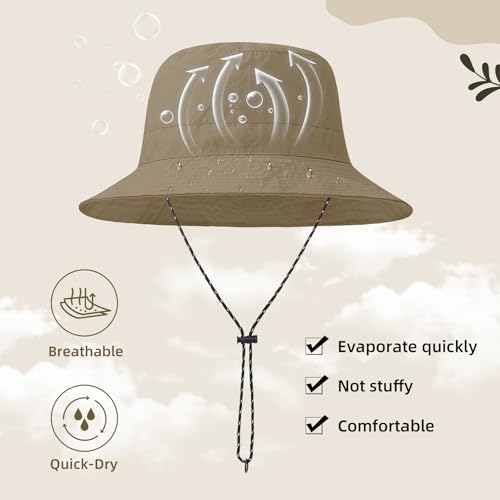 Durio Waterproof Bucket Hats for Woman UPF 50+ Sun Hat - color: Khaki