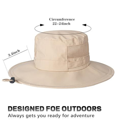 Sun Hat for Men/Women, UPF 50+ Fishing Hat,Waterproof Wide Brim Bucket Hat Foldable Boonie Hat for Hiking Garden Safari Beach - color: Beige