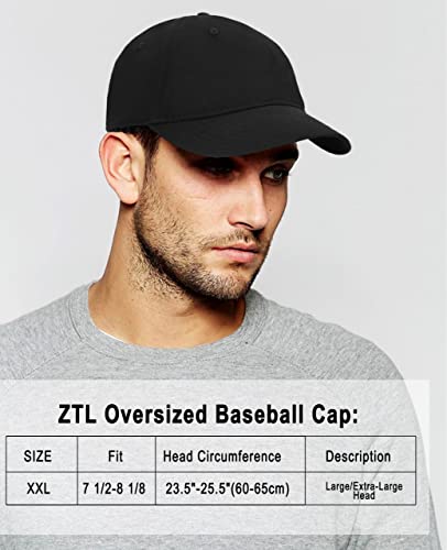 Oversize XXL Baseball Cap for Big Heads 23.6"-25.6", Extra Large Cotton Baseball Hat, Plus Size Unstructured Dad Hats - color: Cotton - Black