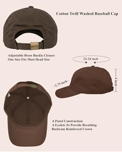 Gelante Cotton Twill Washed Unstructure Baseball Cap - Adjustable Blank Hat for Men Women - Wholesale Bulk Lot of 6 Pack - color: Solid Brown