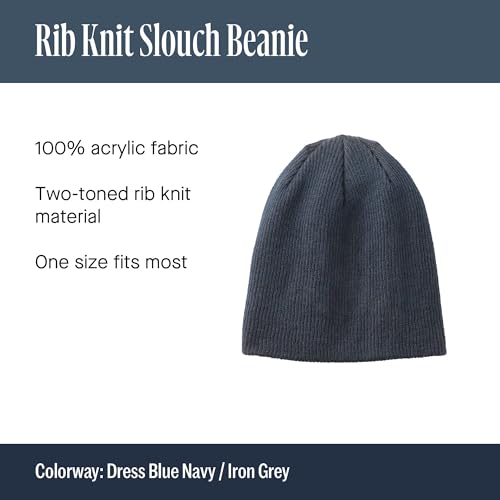 Port Authority Ribbed Knit Slouchy Winter Beanie Hat for Men & Women