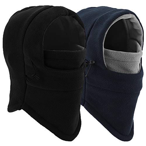 Balaclava Ski Mask 2 Pcs, Windproof Warm Winter Mask for Men & Women - color: Black+dark Blue/Gray