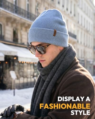 Beanie for Men Women, Winter Double Layer Warm Hat Skull Cap - color: Blue