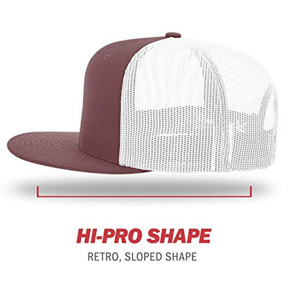 Richardson Unisex 511 Flatbill Trucker Adjustable Snapback Baseball Cap - color: Maroon/White