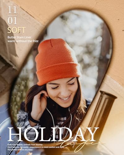 Satin Lined Knit Beanie Hat-100% Cotton Winter Hats for Women Men - color: 1-orange