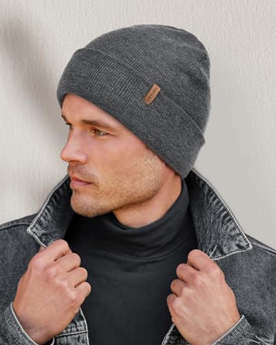 FURTALK Mens Winter Fleece Lined Knit Cuffed Beanie - color: Mix Grey