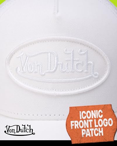 Von Dutch Unisex Trucker Hat, Colorblock, Mesh Back, Curved Bill, Snapback - color: Summit White