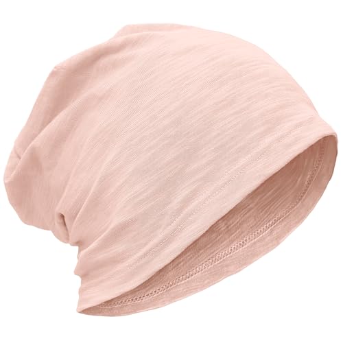 ROYBENS Lightweight 100% Cotton Slouchy Summer Beanie Men Women, Chemo Cap - color: 1pc Pink, size: Medium