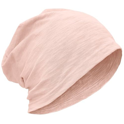 ROYBENS Lightweight 100% Cotton Slouchy Summer Beanie Men Women, Chemo Cap - color: 1pc Pink, size: Medium
