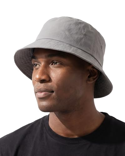 Zylioo XL XXL Bucket Hat for Big Heads, Quick Dry Travel Sun Hat with Strap - color: Light Gray, size: Large-X-Large
