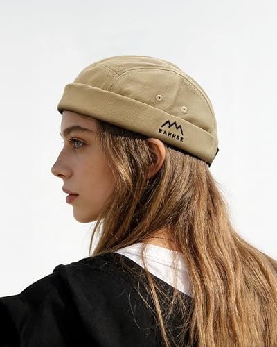 Croogo Swag Brimless Hats Rolled Cuff Beanie Docker Cap 5 Panel Hat Caps Fisherman Leon Hat Skullcap Daily Landlord Hats - color: Dbh03-khaki