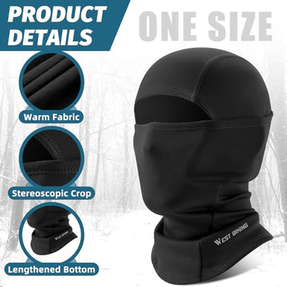 West Biking Balaclava Ski Mask Warm Face Mask for Cold Weather Lightweight Windproof Thermal Winter Scarf Face Mask Men Wome - color: Black-1