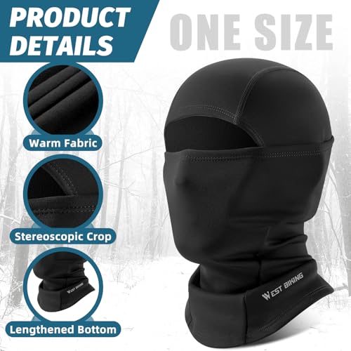West Biking Balaclava Ski Mask Warm Face Mask for Cold Weather Lightweight Windproof Thermal Winter Scarf Face Mask Men Wome - color: Black-1