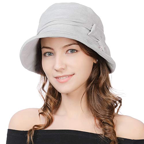 Comhats Womens 1920s Vintage Cloche Bucket Hat,Packable,Floppy,Winter,Party - color: Grey, size: Large