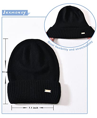 jaxmonoy Slouchy Beanies for Women Winter Lightweight Ladies Knit Hat Cuffed Soft Warm Slouch Beanie Cap - Brown - color: New Black