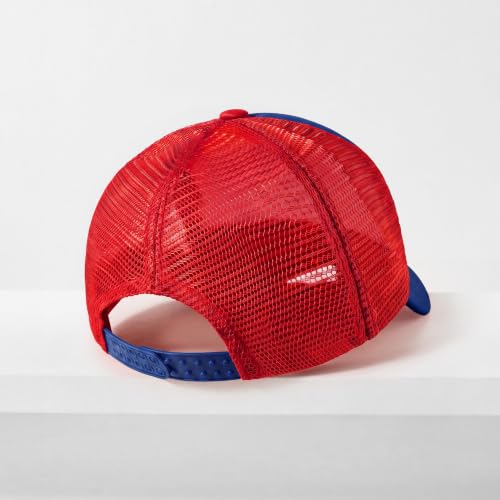CHOK.LIDS Blank Foam Trucker Hat, Retro Mesh Rope Snapback Cap, Men Women - color: Curved Brim (Royal/Red)