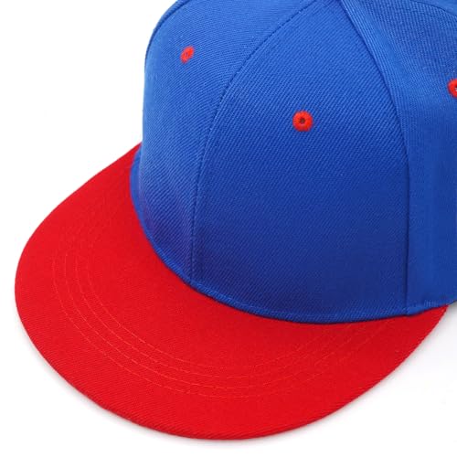 Snapback Hat Flat Bill Visor Hats Adjustable Hip Hop Baseball Cap for Women Men - color: Blue Red
