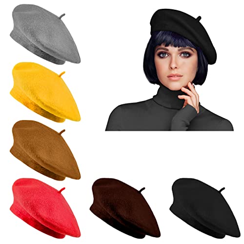 Jolbndcv 6PCS Beret, French Beanie, Outdoor, Winter, Fashion Lady Hat - color: 6 Color