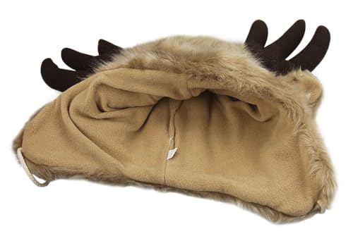 XGOPTS Winter Faux Fur Plush Hat with Horns Warm Animal Horn Ox Earflap Hat - color: Brown