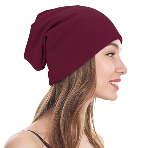 Unisex Slouchy Beanie Cotton Lightweight Beanie Hat Skull Cap Night Sleep Hat Hip-Hop Hat - color: Vine