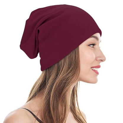 Unisex Slouchy Beanie Cotton Lightweight Beanie Hat Skull Cap Night Sleep Hat Hip-Hop Hat - color: Vine