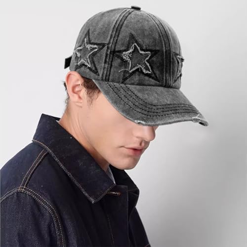 Vintage Washed Distressed Baseball Cap for Women Men Adjustable Sports Hat - color: Black