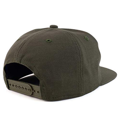 Trendy Apparel Shop Plain Unstructured 5 Panel Flat Bill Snapback Baseball Cap - color: Olive
