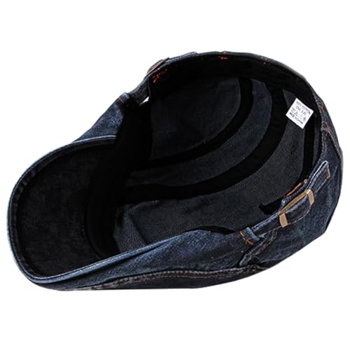 meioro Women Denim Newsboy Hat Cotton Flat Cap Ivy Gatsby Driving Hunting Gatsby Cabbie Denim Hats for Men - color: Dark Blue-b