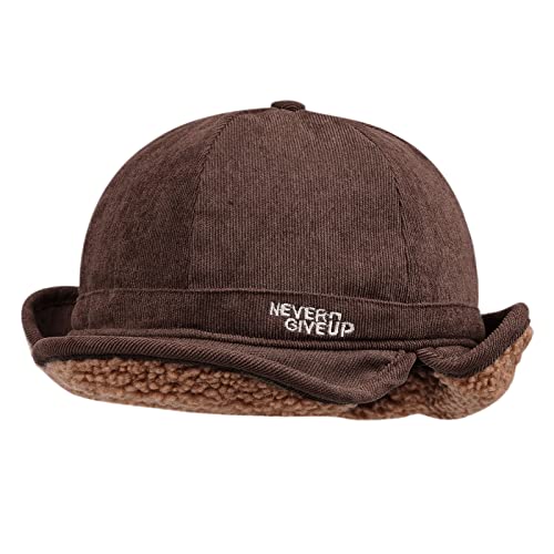 CLAPE Russian Trapper Ushanka Hat Eskimo Warm Pilot Cap Hats Earflaps Baseball Cap Visor Dad Hat for Outdoor Skiing - color: Dj05-brown