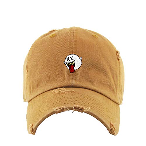 Silly Ghost Vintage Baseball Cap Embroidered Cotton Adjustable Distressed Dad Hat - color: Timberland
