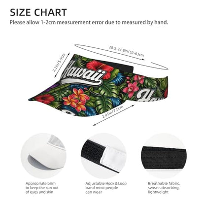 Sun Visor Hats Adjustable Open Top Sport Hat for Golf Women/Men - color: Hawaii Hibiscus