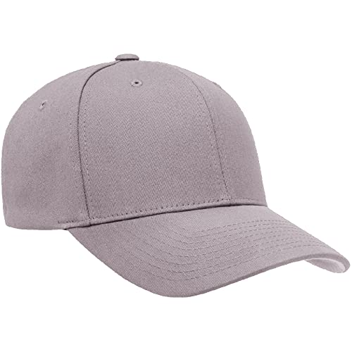Flexfit 5001 Standard Cotton Twill 6-Panel Fitted Baseball Cap - color: Grey, size: Large-X-Large