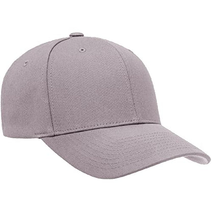 Flexfit 5001 Standard Cotton Twill 6-Panel Fitted Baseball Cap - color: Grey, size: Small-Medium