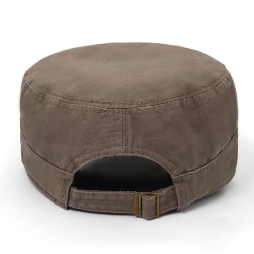 Cadet Hat Flat Top Hats Army Military Caps for Men Women - color: Brown 7