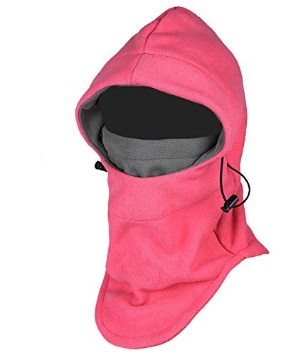 Warm Fleece Balaclava Ski Bike Full Face Mask Neck Warmer Winter Sports Cap - color: Rose Grey
