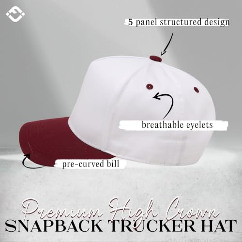 Funky Junque Adult Trucker Snapback Hat 2-Tone Baseball Cap - color: Burgundy/White
