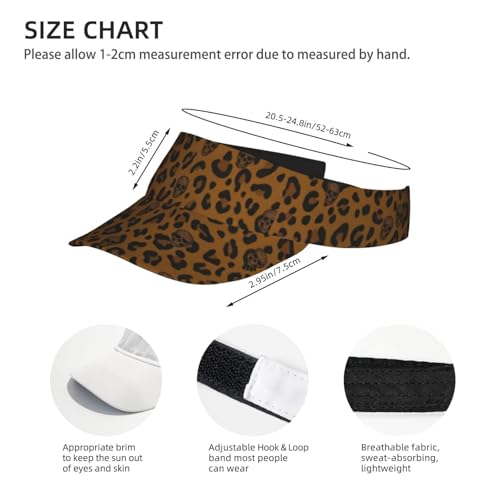 Sun Visor Hats Adjustable Open Top Sport Hat for Golf Women/Men - color: Leopard Skull