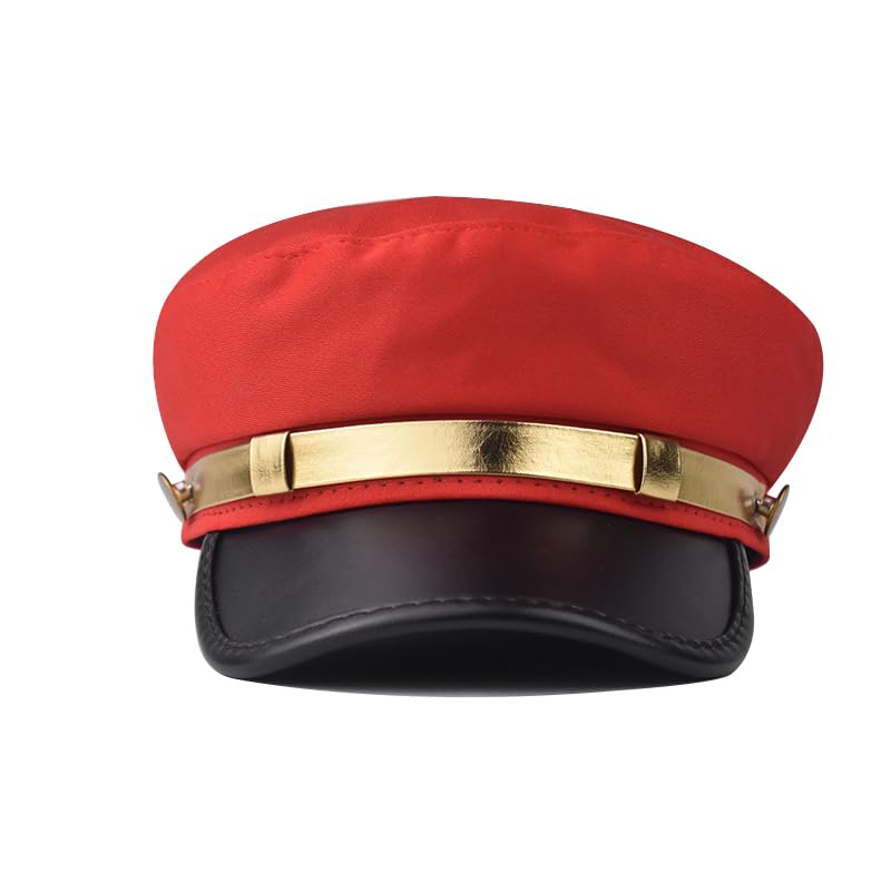 Chauffeur Hat Newsboy Cap Beret Driver Costumes Captain-Hat for Men Women - color: Gold-red