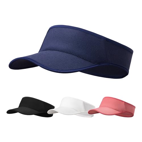 Sweat-Wicking Sports Sun Visor Women Men Adjustable for Tennis Golf Running - color: Sapphire Blue