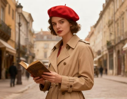 French Beret Hat for Women Solid Beanie Cap Stretchable Winter Warm Beret - color: Red