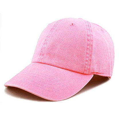 The Hat Depot 100% Cotton Pigment Dyed Low Profile Dad Hat Six Panel Cap - color: 1. Pink