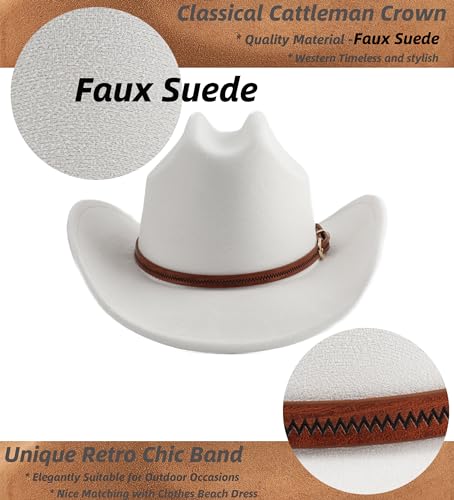 Pro Celia Cowboy Hat for Women and Men Wide Brim Western Cowgirl Hat - color: Ivory