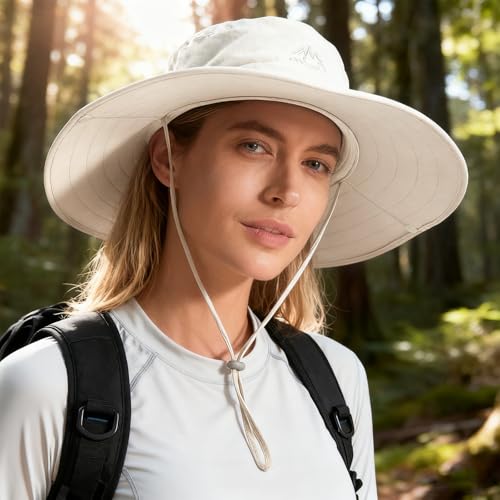 Cooltto L/XL/XXL Wide Brim Sun Hat UPF 50+ UV Protection Boonie Hat - color: Beige, size: Medium-Large