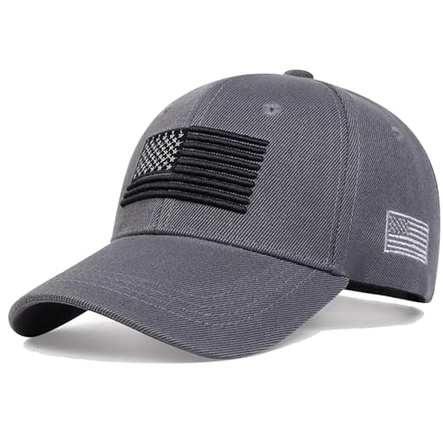 IZUS Women USA-Flag Baseball-Cap American Patriotic Baseball Hats Men's Distressed-Cotton Dad-Hat for Adult Teens - color: Grey-black Flag, size: One Size