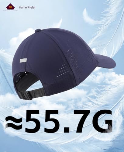 Home Prefer Mens Womens UPF50+ Sun Hat Athletic Adjustable Baseball Cap Quick Dry UV Protection Workout Running Golf Hat - color: Navy Blue, size: Large