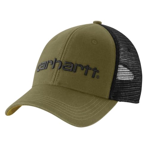 Carhartt Men's Canvas Mesh-Back Logo Graphic Cap - color: Dark Bronzed Green