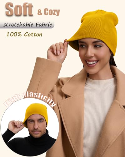 100% Cotton Beanie Hat for Men Women Cuffless Warm Winter Hats - color: 1pcs-yellow