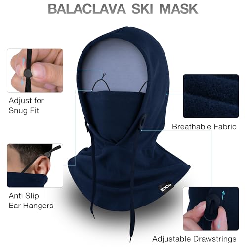 Balaclava Ski Mask, 4-in-1 Warm Adjustable Neck Gaiter for Men Women - color: Dark Blue