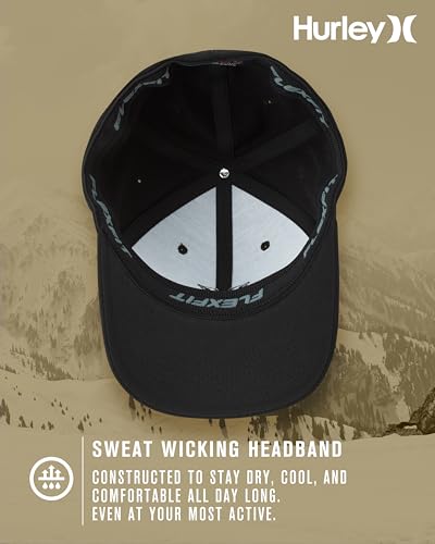 Hurley Men's Caps - One & Only Flexfit Baseball Cap - Fitted Hats for Men (S-XL) - color: Black (Black), size: Small-Medium