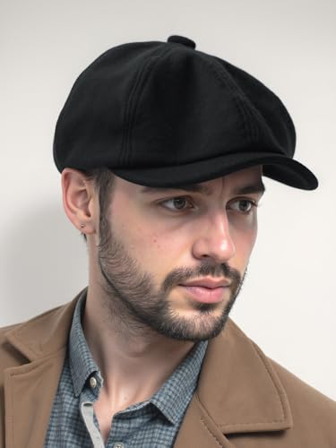 Senker Fashion 2 Pieces Newsboy Cap for Men - color: Black Black